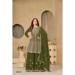 Picture of Chiffon Dark Olive Green Straight Cut Salwar Kameez