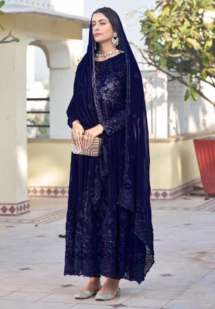 Picture of Georgette Midnight Blue Anarkali Salwar Kameez