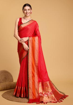 Picture of Beautiful Silk Crimson Saree