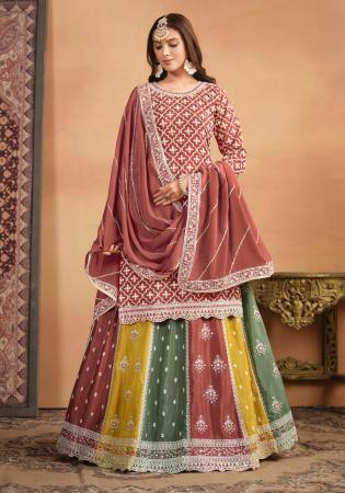 Picture of Chiffon Indian Red Straight Cut Salwar Kameez