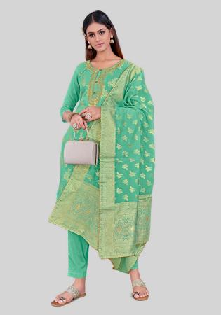 Picture of Medium Aqua Marine Straight Cut Salwar Kameez