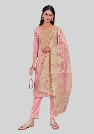 Picture of Wonderful Silk Tan Straight Cut Salwar Kameez