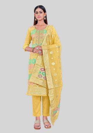 Picture of Appealing Silk Sandy Brown Straight Cut Salwar Kameez