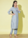 Picture of Cotton & Silk Light Slate Grey Readymade Salwar Kameez