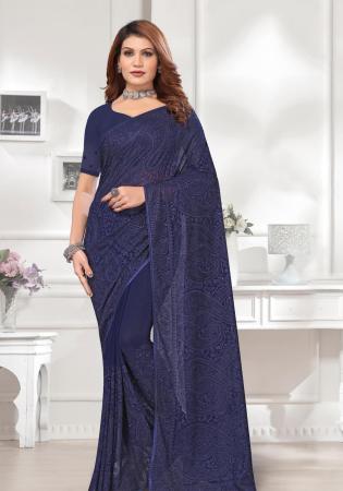 Picture of Delightful Georgette Dark Slate Grey Saree