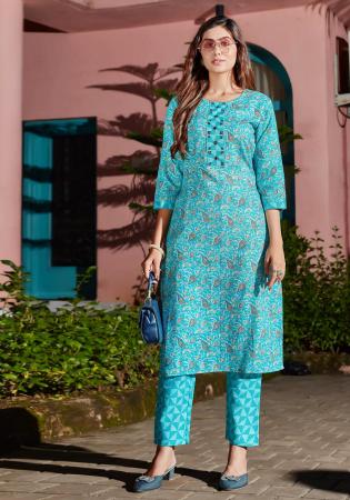 Picture of Ideal Cotton Cadet Blue Kurtis & Tunic