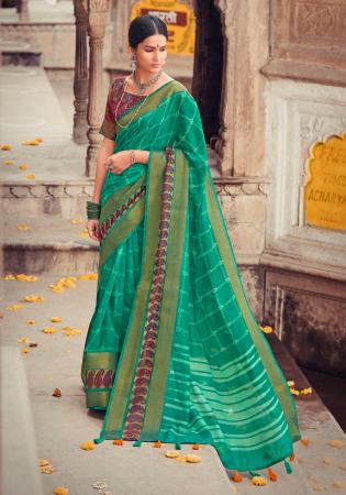 Picture of Admirable Cotton & Linen & Silk Dark Cyan Saree