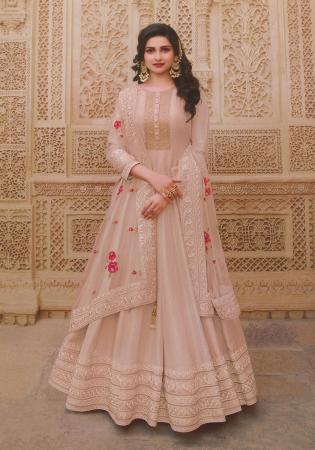 Picture of Enticing Silk Rosy Brown Anarkali Salwar Kameez