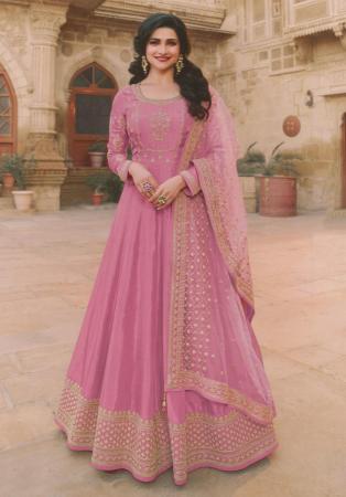 Picture of Grand Silk Rosy Brown Anarkali Salwar Kameez