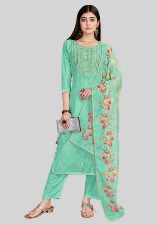 Picture of Medium Aqua Marine Straight Cut Salwar Kameez