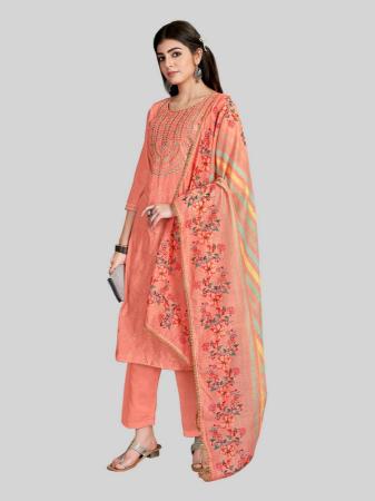 Picture of Statuesque Silk Light Coral Straight Cut Salwar Kameez