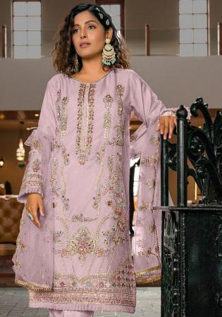 Picture of Organza Rosy Brown Straight Cut Salwar Kameez