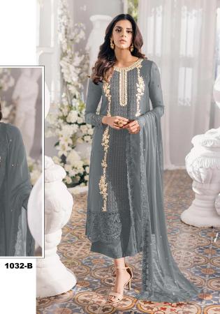 Picture of Georgette Slate Grey Straight Cut Salwar Kameez