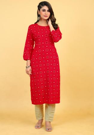 Picture of Admirable Rayon Red Kurtis & Tunic