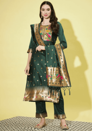 Picture of Good Looking Silk Dark Slate Grey Readymade Salwar Kameez