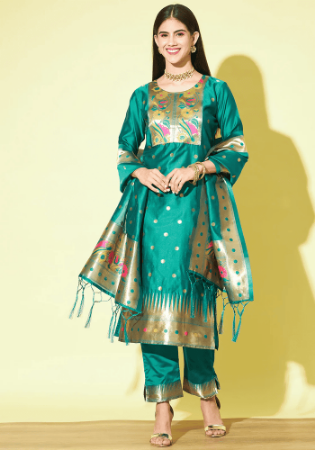 Picture of Sublime Silk Light Sea Green Readymade Salwar Kameez