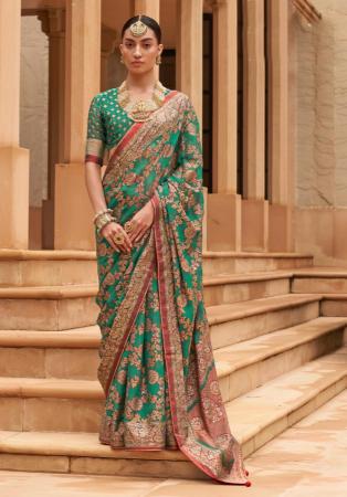 Picture of Appealing Brasso Sea Green Saree