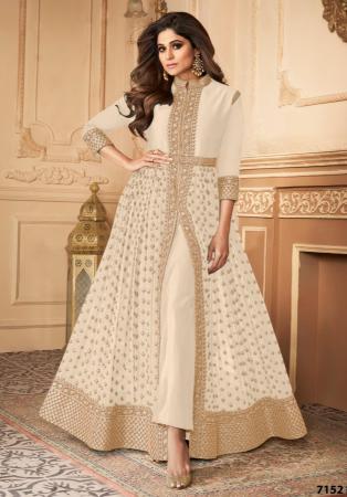 Picture of Georgette & Net Beige Anarkali Salwar Kameez