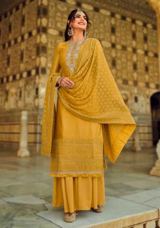 Picture of Georgette Dark Khaki Straight Cut Salwar Kameez