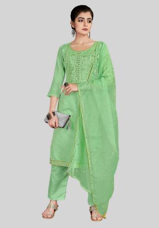 Picture of Silk Dark Sea Green Straight Cut Salwar Kameez