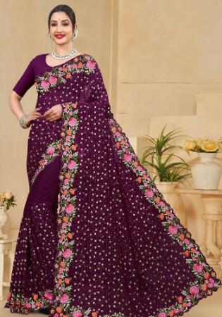 Picture of Ravishing Georgette & Net Brown Saree