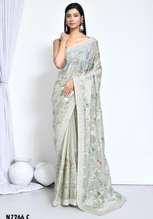 Picture of Net & Satin & Organza Medium Spring Green Saree