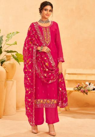 Picture of Organza Light Coral Straight Cut Salwar Kameez