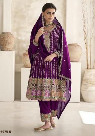 Picture of Marvelous Chiffon Brown Straight Cut Salwar Kameez