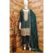 Picture of Chiffon Dark Green Straight Cut Salwar Kameez