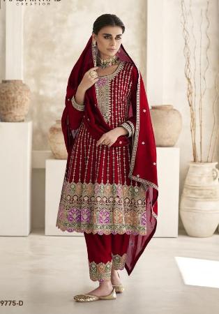 Picture of Sightly Chiffon Maroon Straight Cut Salwar Kameez