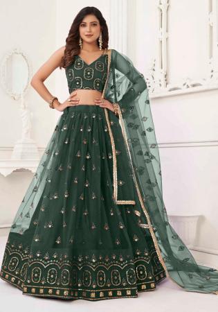 Picture of Graceful Net Sea Green Lehenga Choli