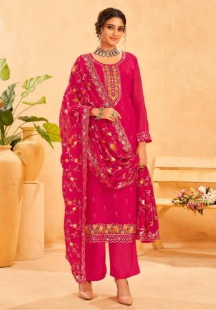 Picture of Organza Light Pink Straight Cut Salwar Kameez