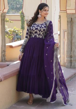 Picture of Nice Georgette Purple Readymade Gown