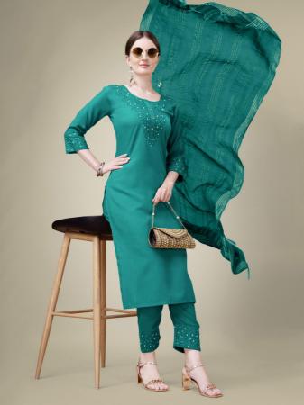 Picture of Cotton Light Sea Green Readymade Salwar Kameez