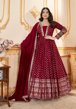 Picture of Ravishing Georgette Maroon Readymade Gown