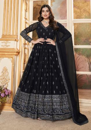 Picture of Gorgeous Georgette Navy Blue Readymade Gown