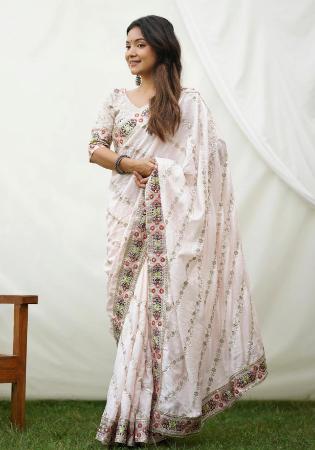 Picture of Exquisite Silk Off White Saree