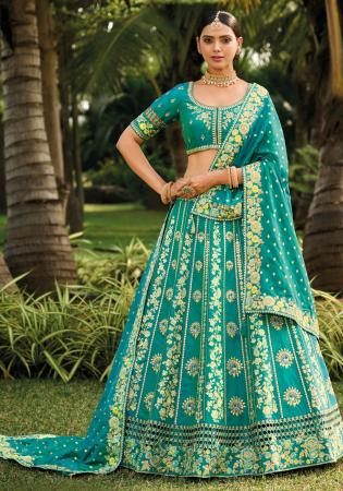 Picture of Magnificent Silk Dark Cyan Lehenga Choli