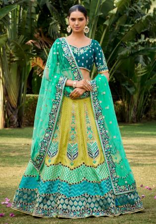 Picture of Enticing Silk Yellow Green Lehenga Choli