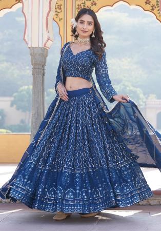 Picture of Bewitching Georgette Dark Slate Blue Lehenga Choli