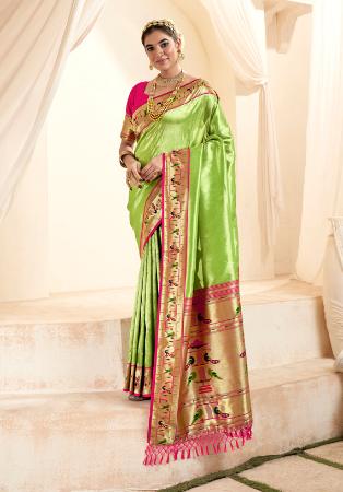 Picture of Wonderful Silk Yellow Green Saree