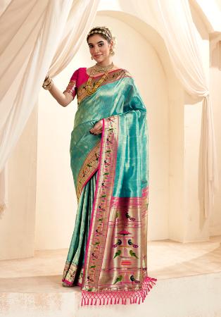 Picture of Beauteous Silk Teal Saree