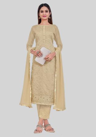 Picture of Beauteous Silk Tan Straight Cut Salwar Kameez