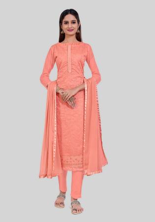 Picture of Statuesque Silk Light Salmon Straight Cut Salwar Kameez