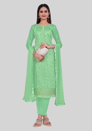 Picture of Silk Dark Sea Green Straight Cut Salwar Kameez