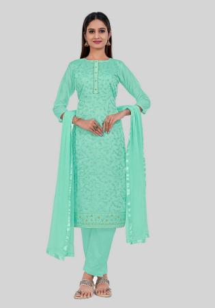 Picture of Medium Aqua Marine Straight Cut Salwar Kameez