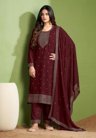 Picture of Nice Georgette Maroon Straight Cut Salwar Kameez