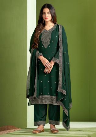 Picture of Georgette Medium Sea Green Straight Cut Salwar Kameez