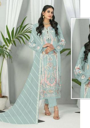 Picture of Georgette Dark Sea Green Straight Cut Salwar Kameez