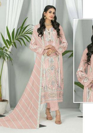 Picture of Georgette Off White Straight Cut Salwar Kameez